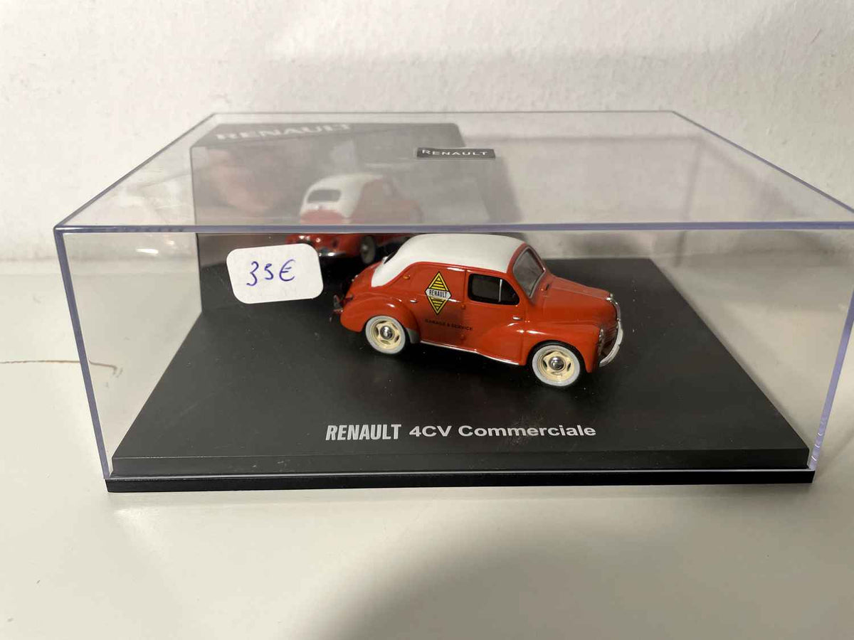 Renault 4 CV kommerziell orange a wäisst Daach mam Renault Logo (rechteckeg Këscht)