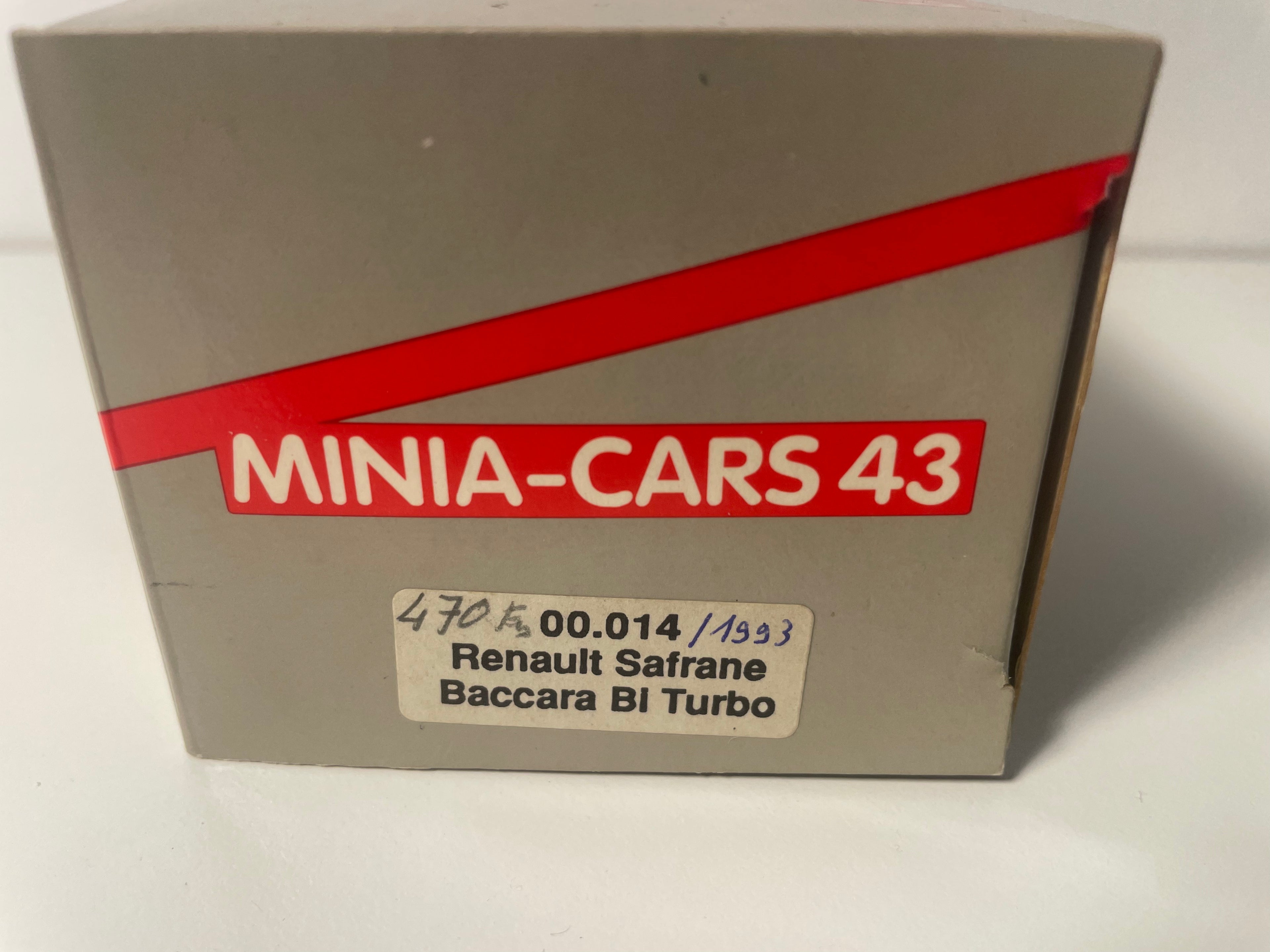 Renault Safrane Baccara Bi-Turbo Azul Escuro de 1993 - Coleção Minia-cars 43