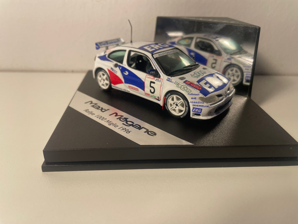 Renault Maxi Mégane Branco e Azul Número 5 - Rally 1000 Miglia de 1996 - Vitesse (Caixa Quadrada)