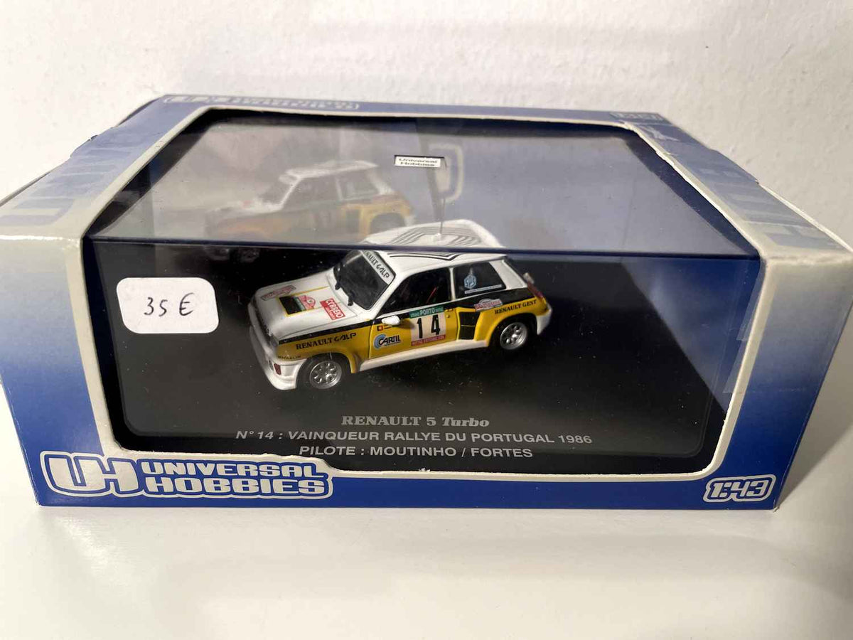 Renault 5 Turbo blanco y amarillo número 14 - Rally de Portugal de 1986 (caja rectangular)