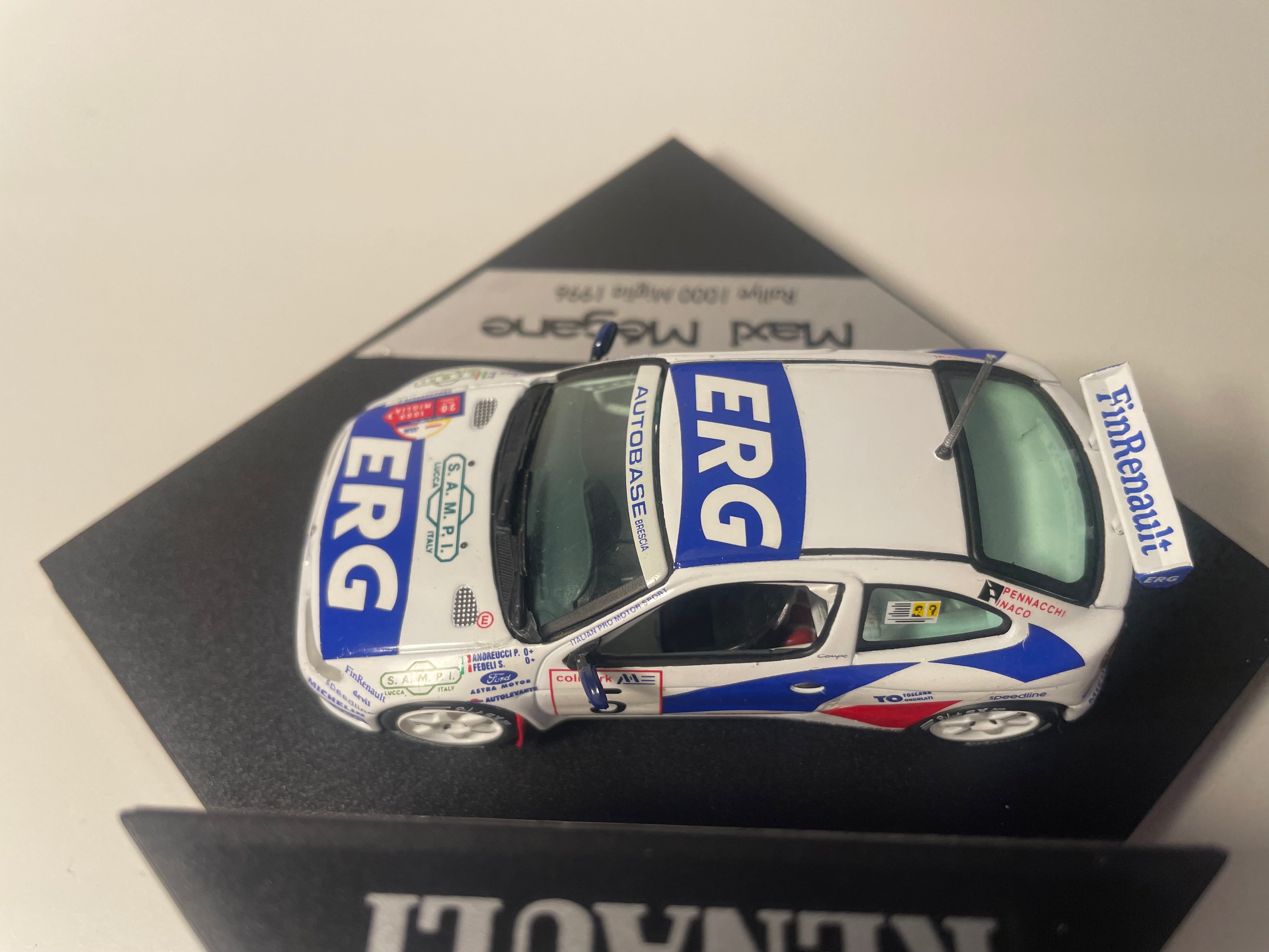 Renault Maxi Mégane Branco e Azul Número 5 - Rally 1000 Miglia de 1996 - Vitesse (Caixa Quadrada)