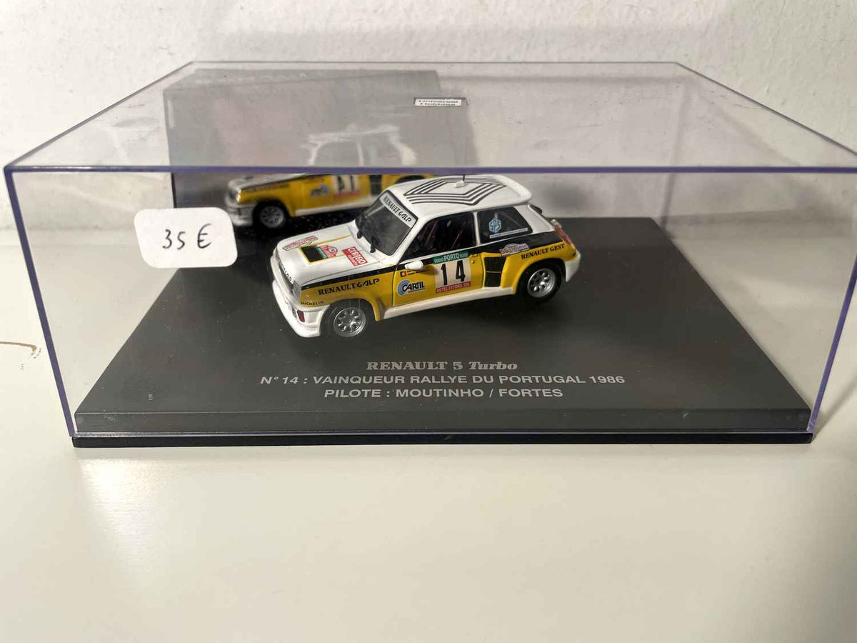 Renault 5 Turbo blanco y amarillo número 14 - Rally de Portugal de 1986 (caja rectangular)