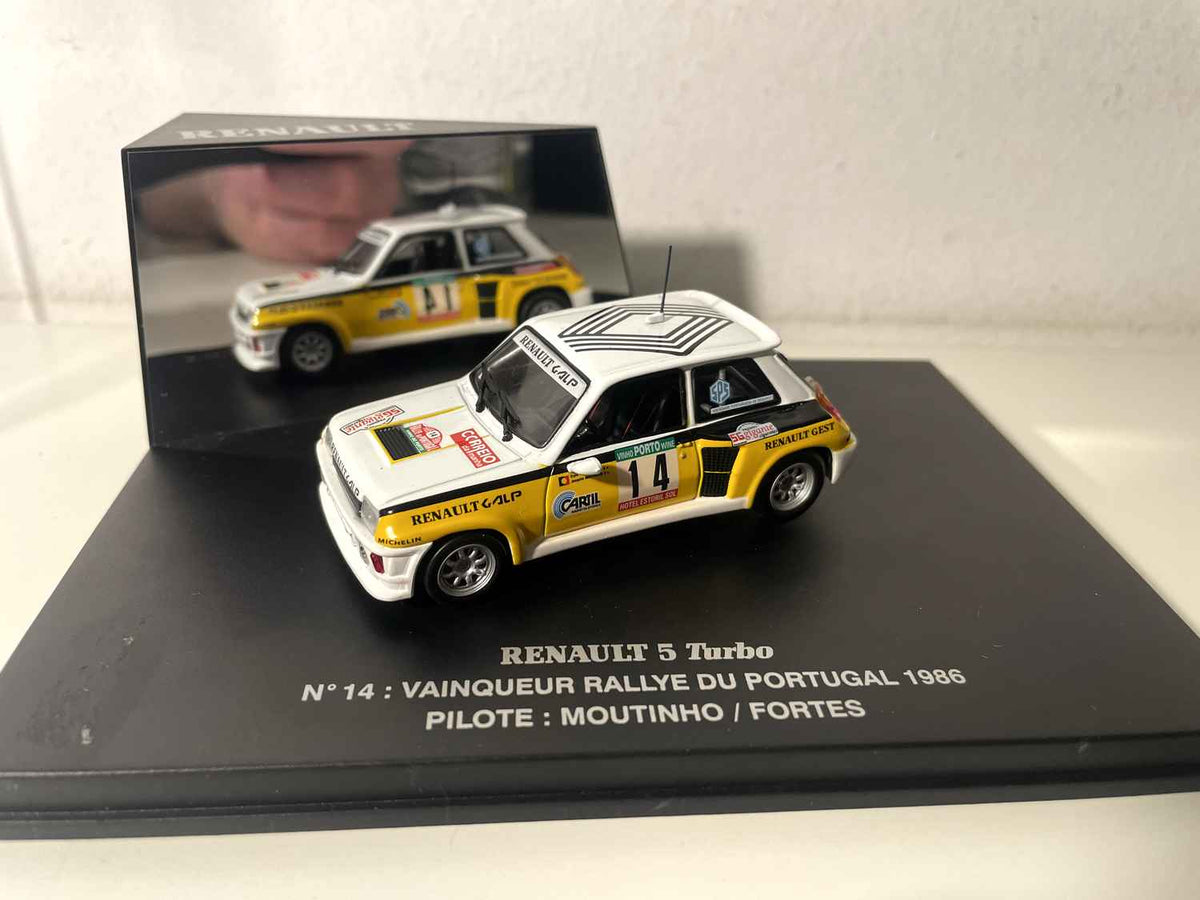 Renault 5 Turbo blanco y amarillo número 14 - Rally de Portugal de 1986 (caja rectangular)