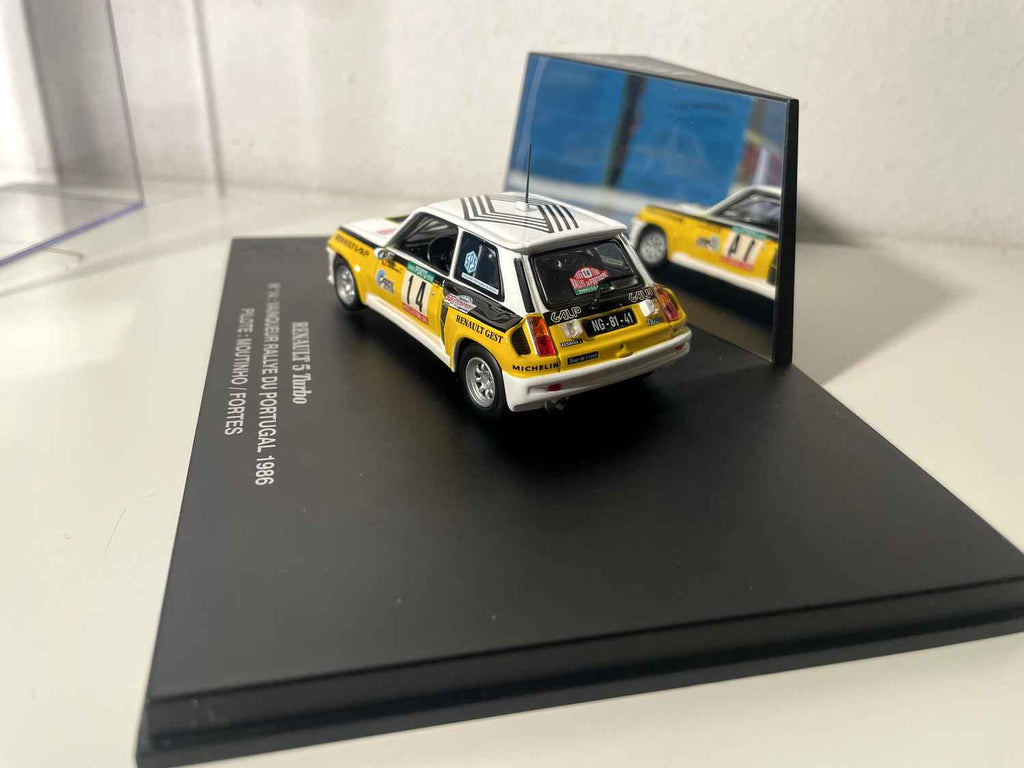 Renault 5 Turbo blanco y amarillo número 14 - Rally de Portugal de 1986 (caja rectangular)
