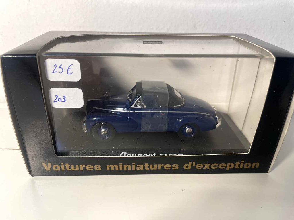 Peugeot 203 descapotável azul (excecionais carros miniatura)