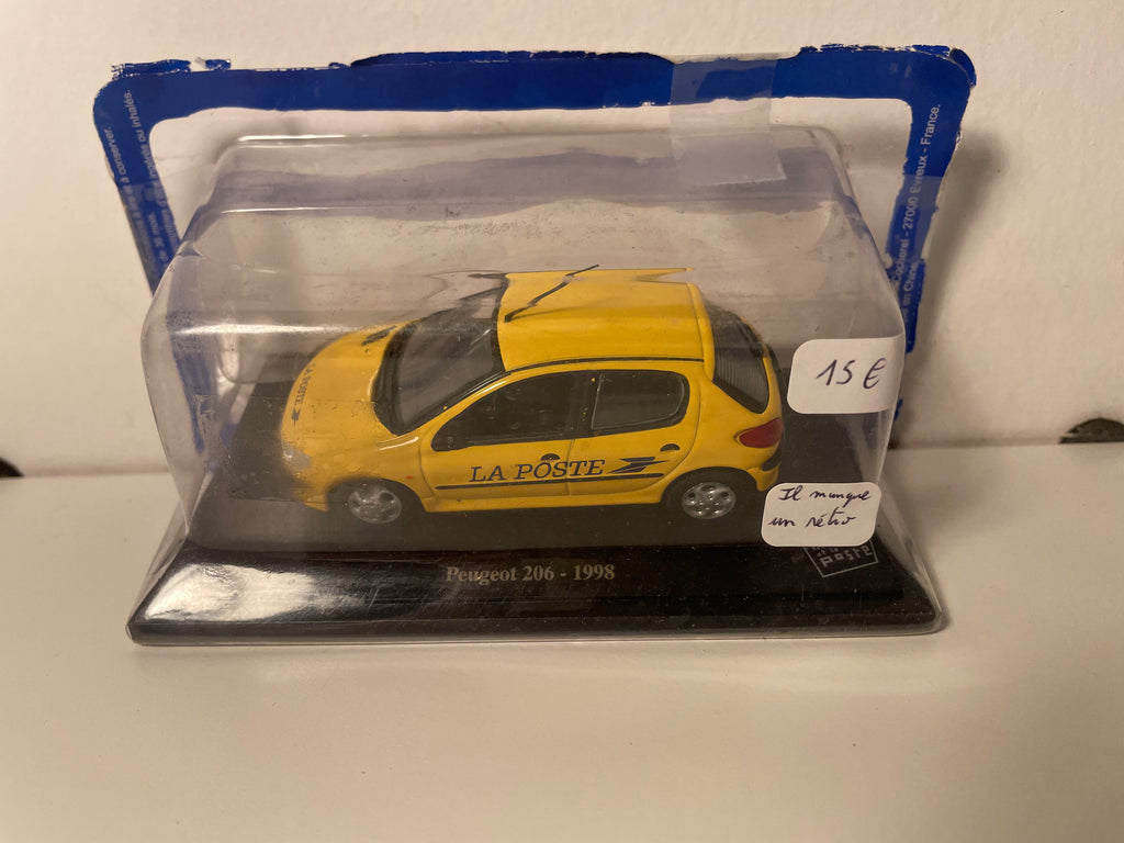 Peugeot 206 jaune de 1998 - la Poste - PTT (IL MANQUE UN RETRO)