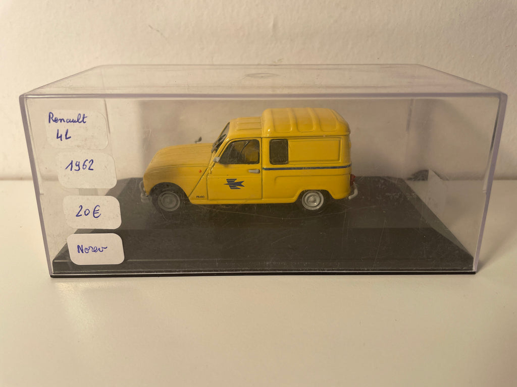 Renault 4L fourgonnette jaune de 1962 - La Poste - PTT (boite en plexi)