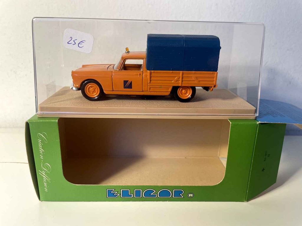 Peugeot 404 bâché orange et bleue (services d'autoroute) (Eligor)