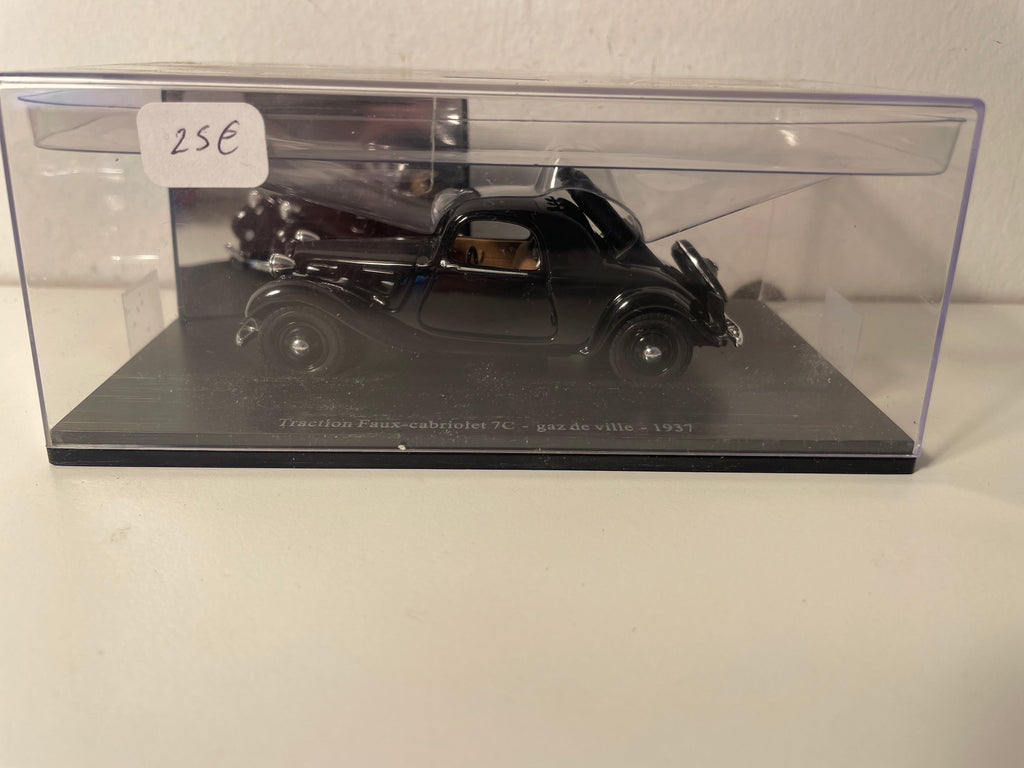 Citroën Traction faux-cabriolet 7C nera - gas di città del 1937 (scatola in plexiglass)