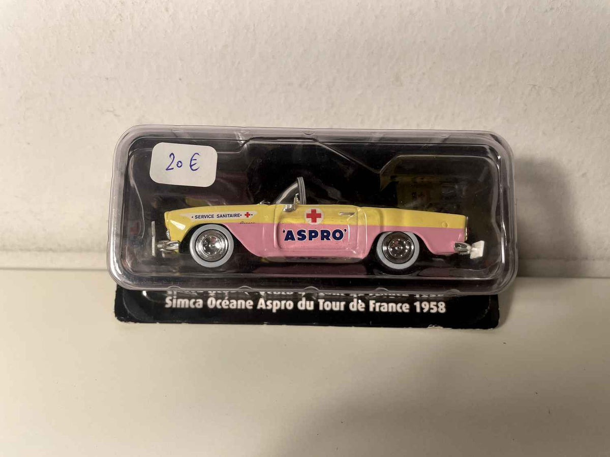 Simca Océane in Rosa und Gelb ASPRO vom Tour de France 1958