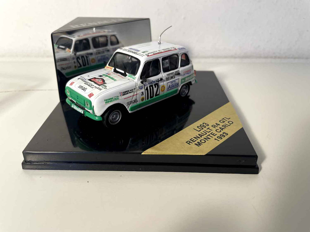 Renault 4L R4 GTL biała numer 102 rajd Monte Carlo z 1993 roku - w skali Referencja L093