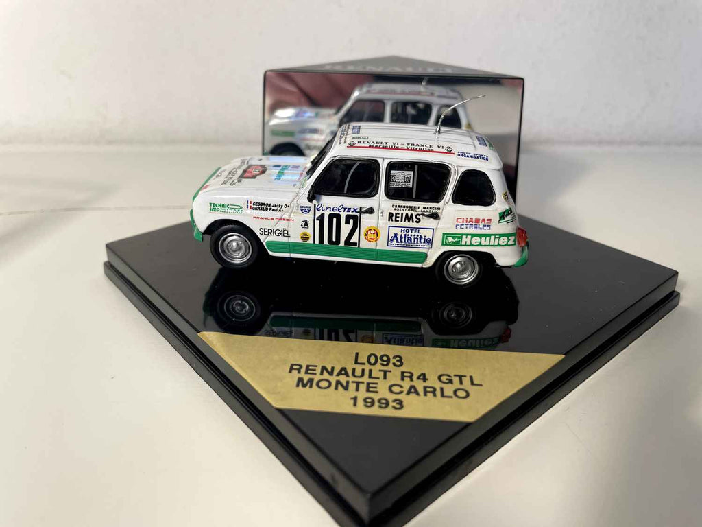 Renault 4L R4 GTL biała numer 102 rajd Monte Carlo z 1993 roku - w skali Referencja L093