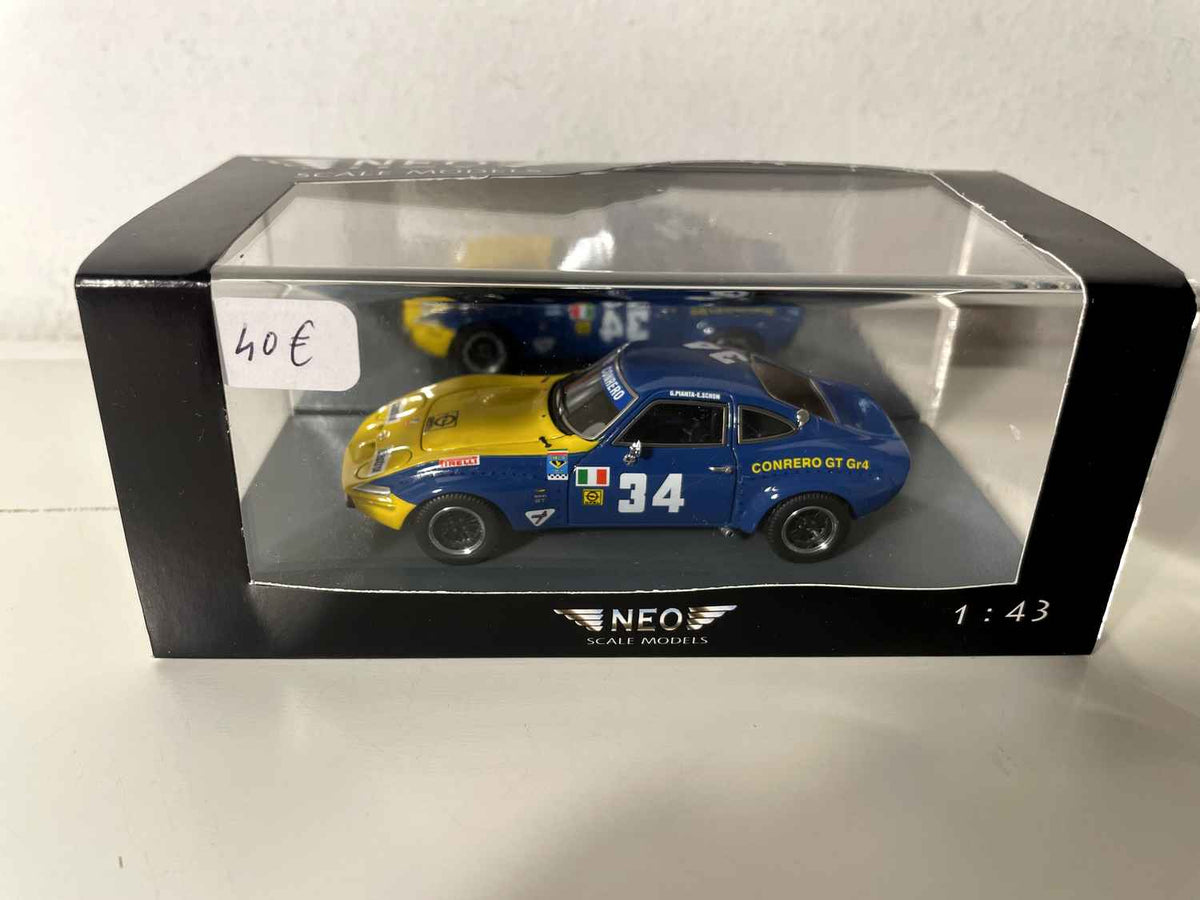 Opel GT Conrero bleue et jaune numéro 34 - collection NEO scale models