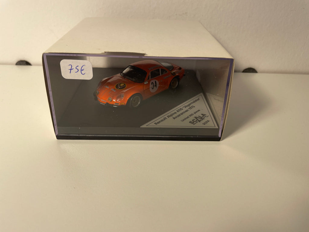 Renault Alpine A110 oranje nummer 34 "Jägermeister" Avusrennen 1973 - TROFEU SCALA 43 modelauto (beperkte editie)
