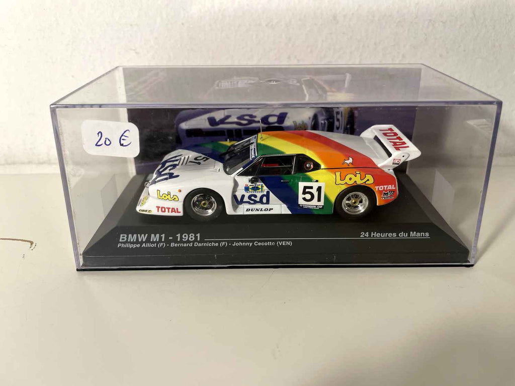 BMW M1 biała, zielona, żółta, pomarańczowa i czerwona numer 51 - 24 godziny Le Mans 1981