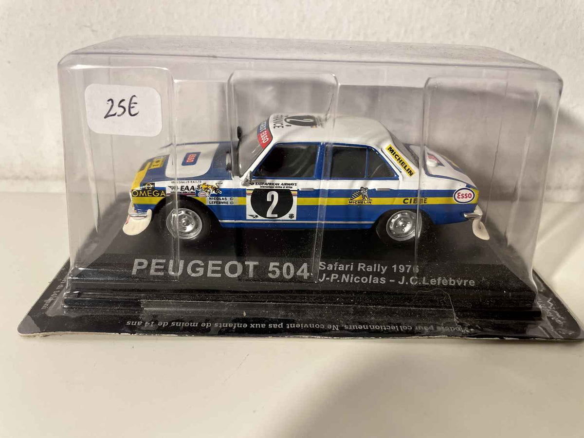 Peugeot 504 biały i niebieski numer 2 - rajd safari z 1976 roku