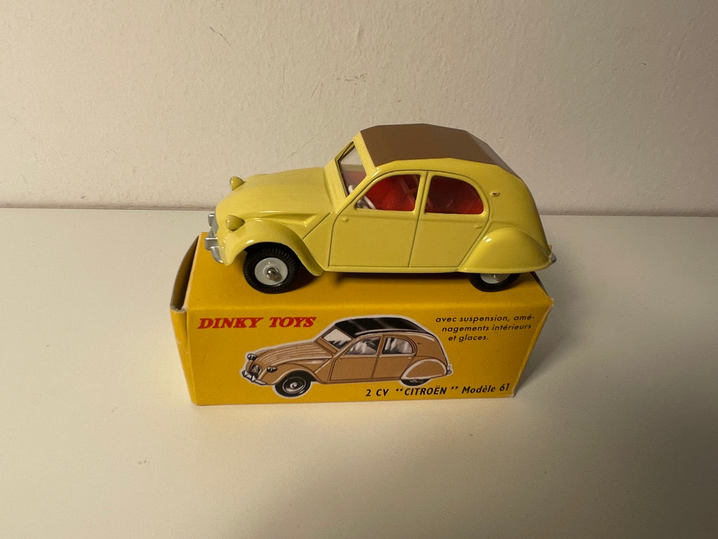 Citroën 2 CV jaune et toit marron (modèle 61) - Dinky-Toys (Edition Atlas) - N°558