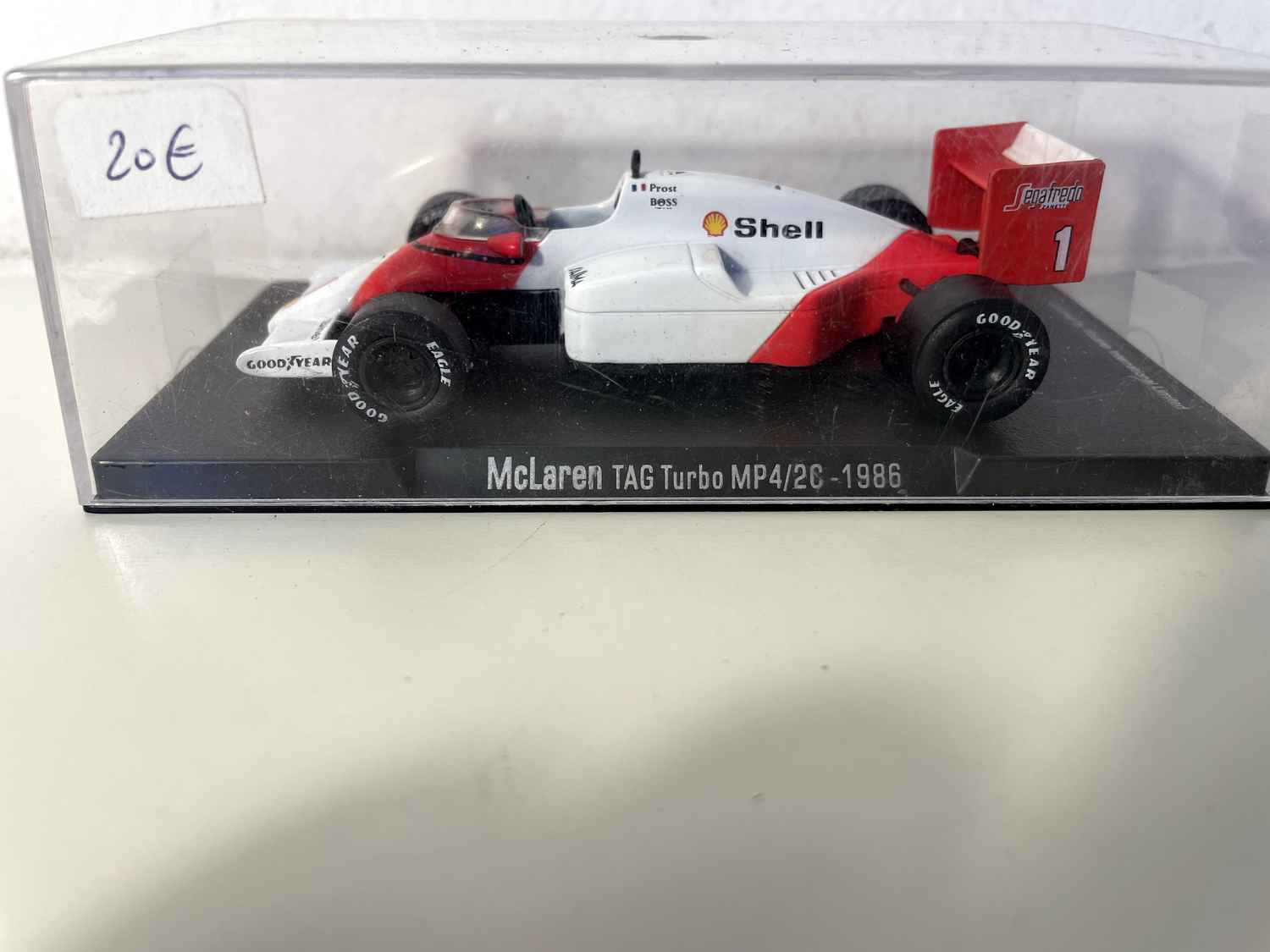 McLaren TAG Turbo MP4/2C red and white number 1 from 1986 (Formula 1)