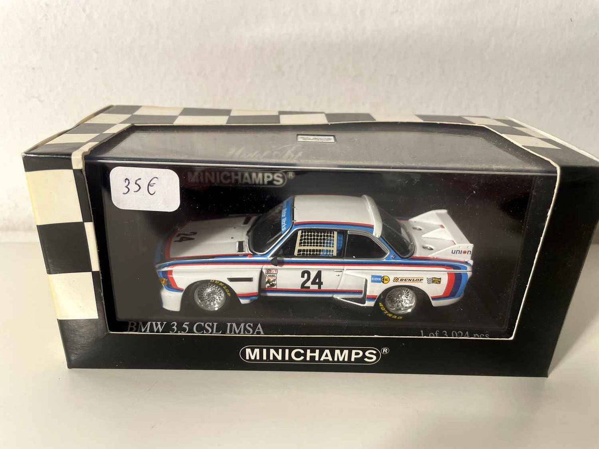 BMW 3.5 CSL IMSA biała, niebieska i czerwona numer 24 - 6 godzin Riverside (Kalifornia) - MINICHAMPS