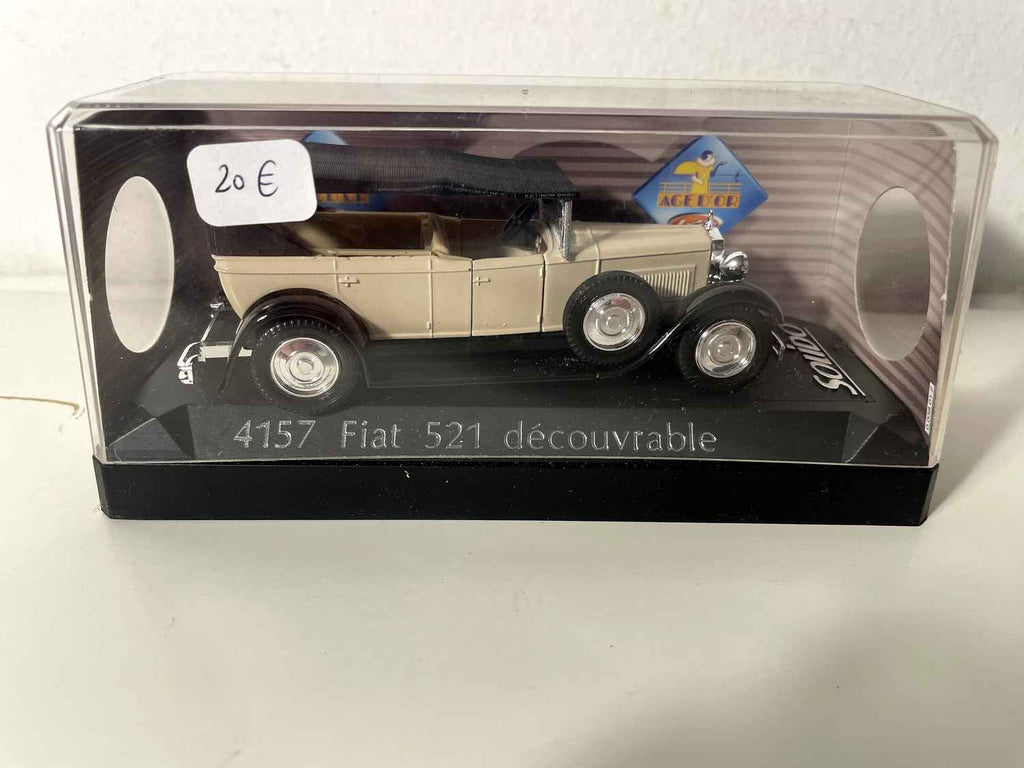 Fiat 521 découvrable beige avec capote noire - Solido référence 4157