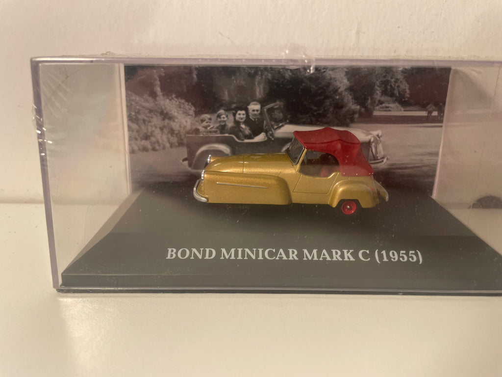 Micro Auto vum Fréieren Bond Minicar Mark C brongt mat burgundy Däch vun 1955 - eng englesch Auto