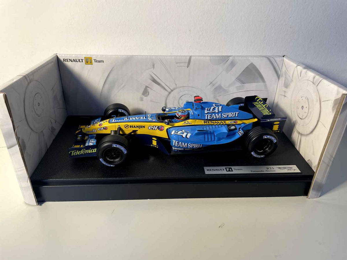 Renault R25 F1 Team azul e amarelo com o número 5 (Fórmula 1) - Fernando Alonso (escala 1/18)