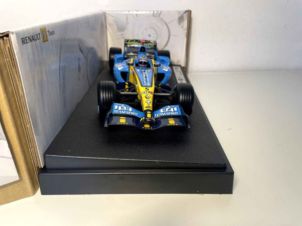 Renault R25 F1 Team azul e amarelo com o número 5 (Fórmula 1) - Fernando Alonso (escala 1/18)