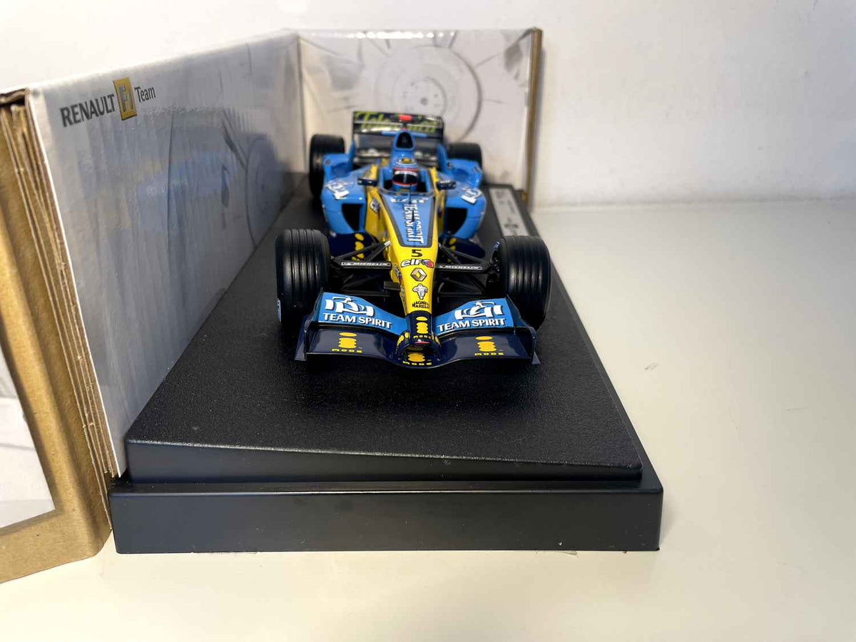 Renault R25 F1 Team azul e amarelo com o número 5 (Fórmula 1) - Fernando Alonso (escala 1/18)