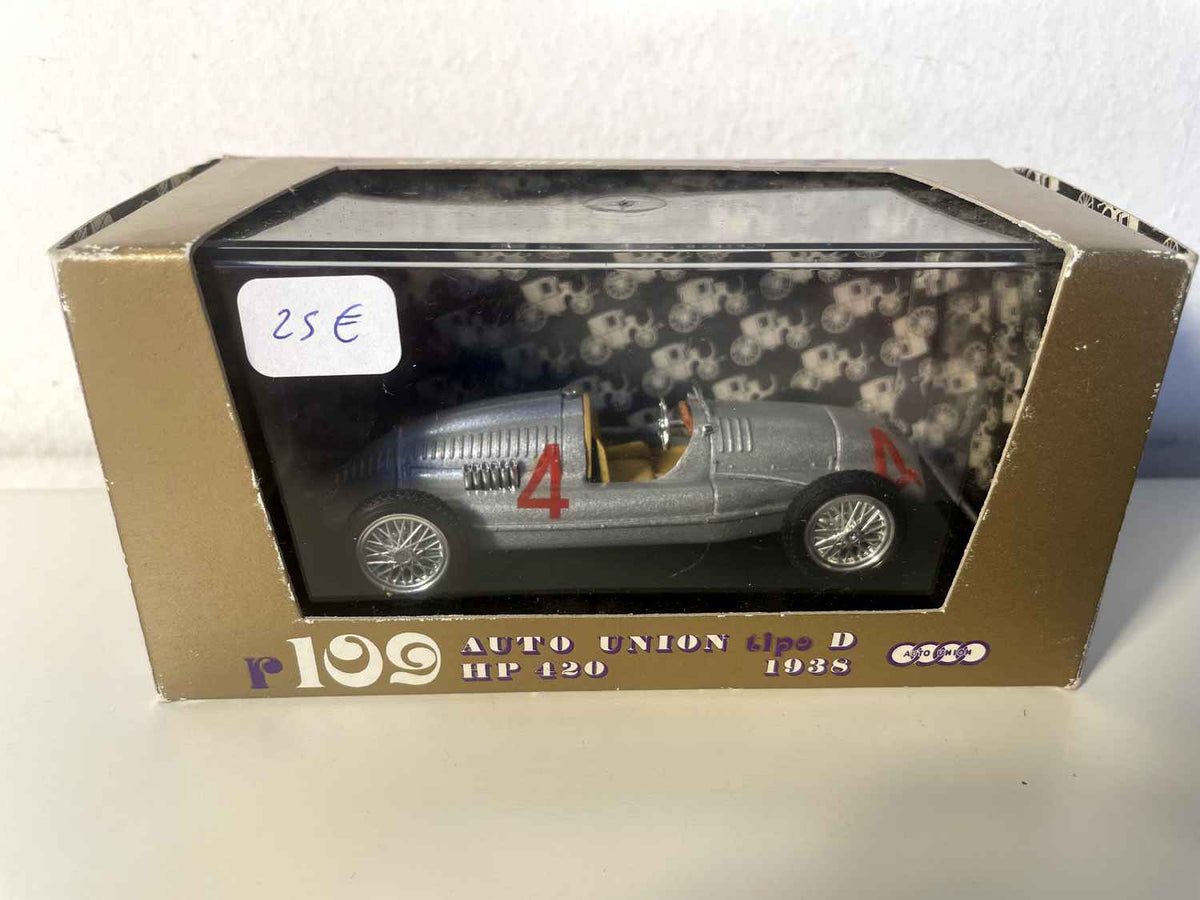 Auto Union tipo D HP 420 de 19387, gris número 4 - coche de carreras (Brumm R109)