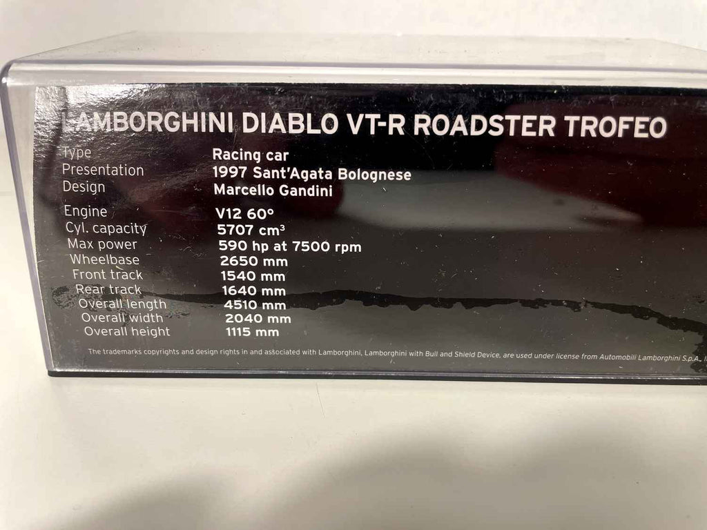 1997 Blue and White Lamborghini Diablo VT-R Roadster Troféo