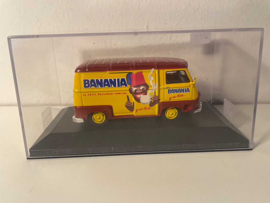 Renault estafette jaune et marron avec publicité BANANIA