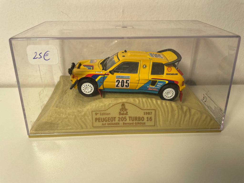 Peugeot 205 Turbo 16 jaune numéro 205 - Paris-Dakar 1987 (9ème édition)
