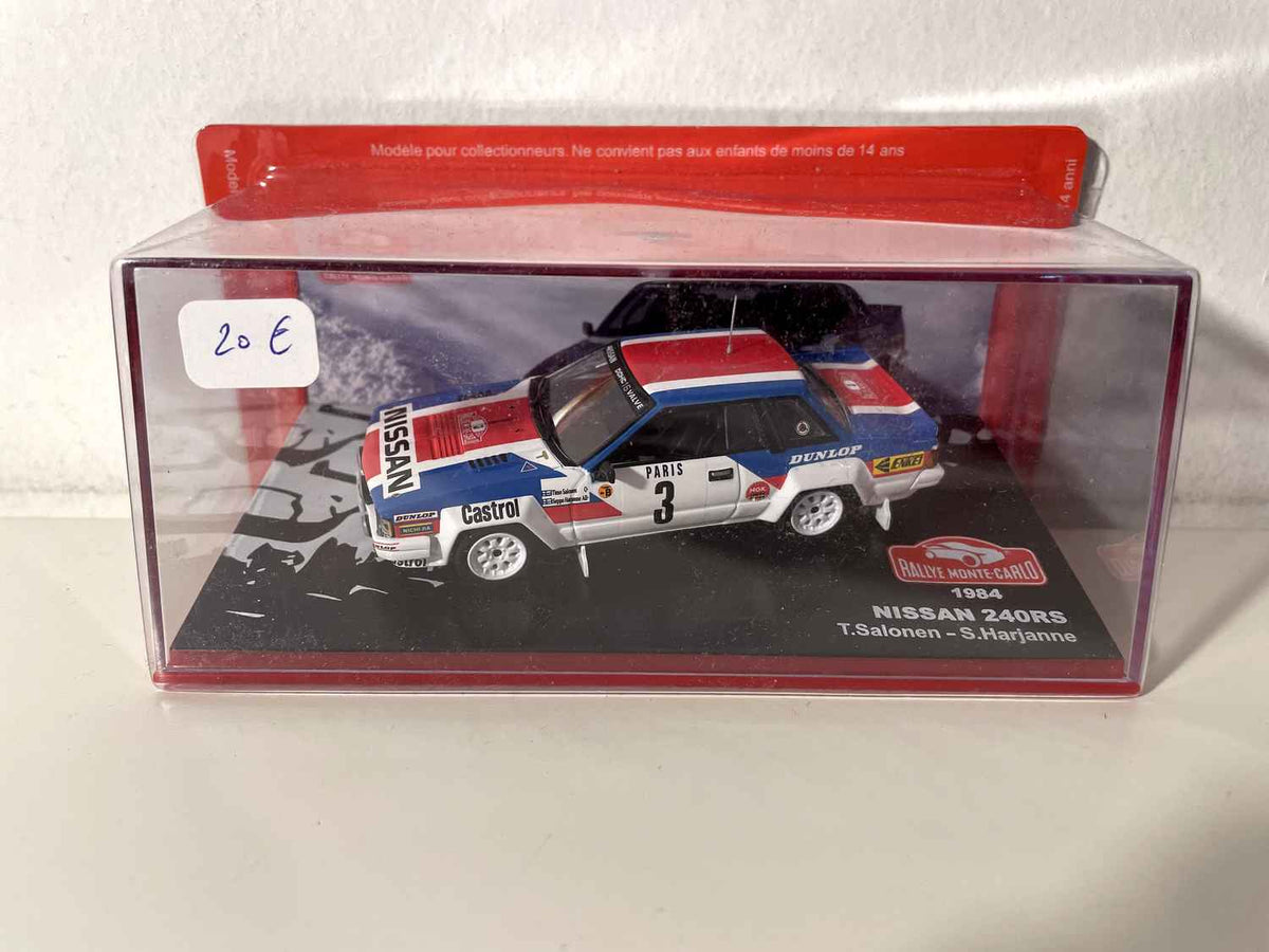 Nissan 240RS niebieska, biała i czerwona numer 3 - Rallye de Monté-Carlo z 1984 roku