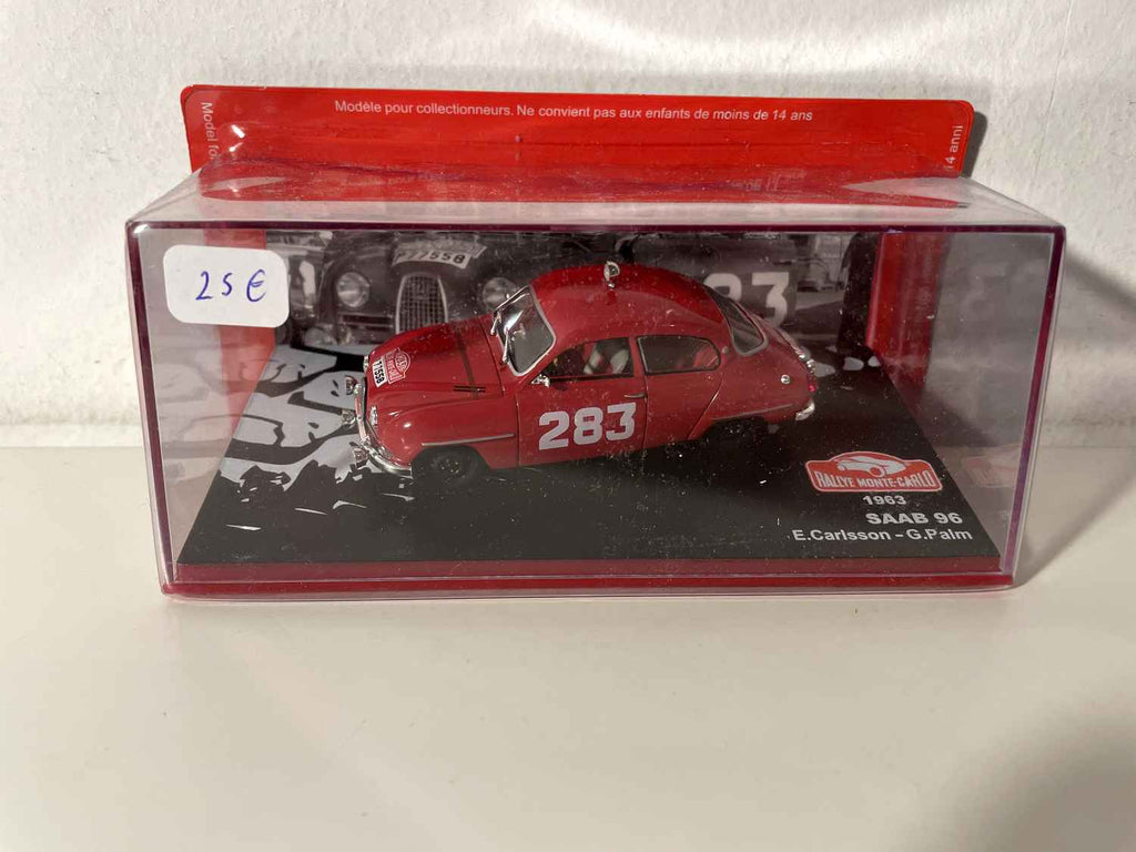 Saab 96 vermelho número 283 - Rally de Monte-Carlo de 1963