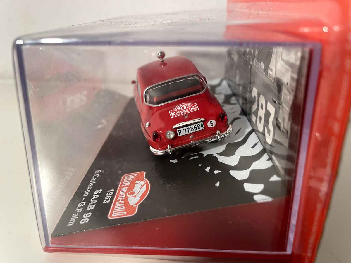 Saab 96 vermelho número 283 - Rally de Monte-Carlo de 1963