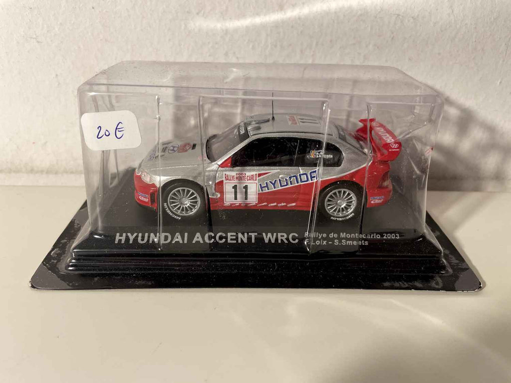 Hyundai Accent WRC grise et rouge numéro 11 - Rallye de Monté-Carlo de 2003 (blister)