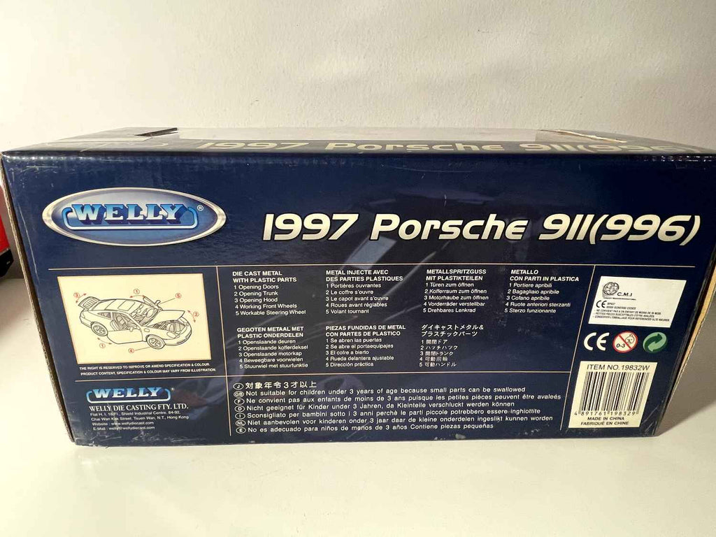 Porsche 911 (996) Grau von 1997 - WELLY (Maßstab: 1/18)