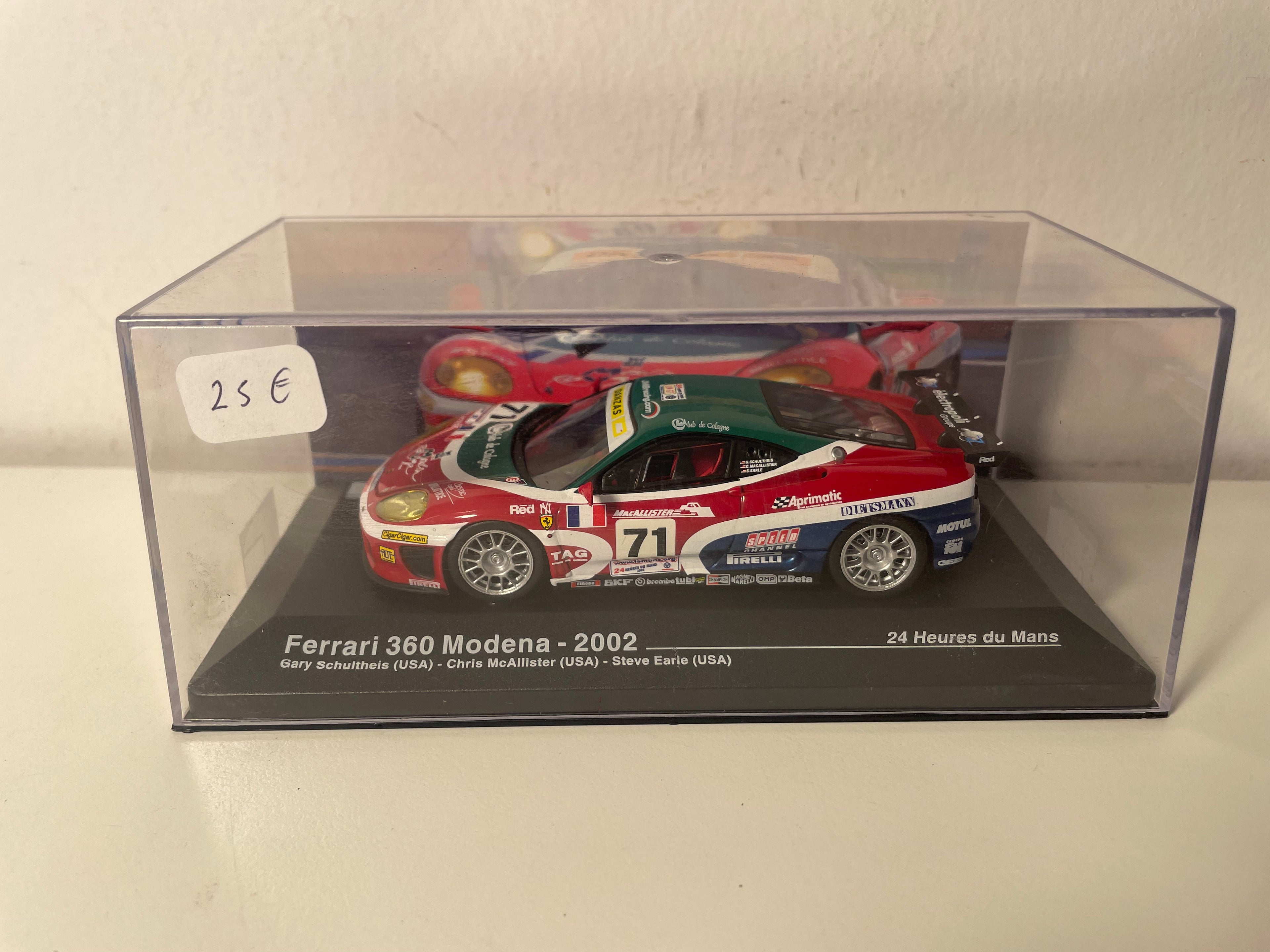Ferrari 360 Modena blanche, rouge, bleue et verte numéro 71 - 24 heures du Mans de 2002