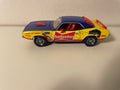 Pontiac GTO giel, blaut an rout - BUDWEISER Bieren - MATCHBOX (am amerikanesche Auto)