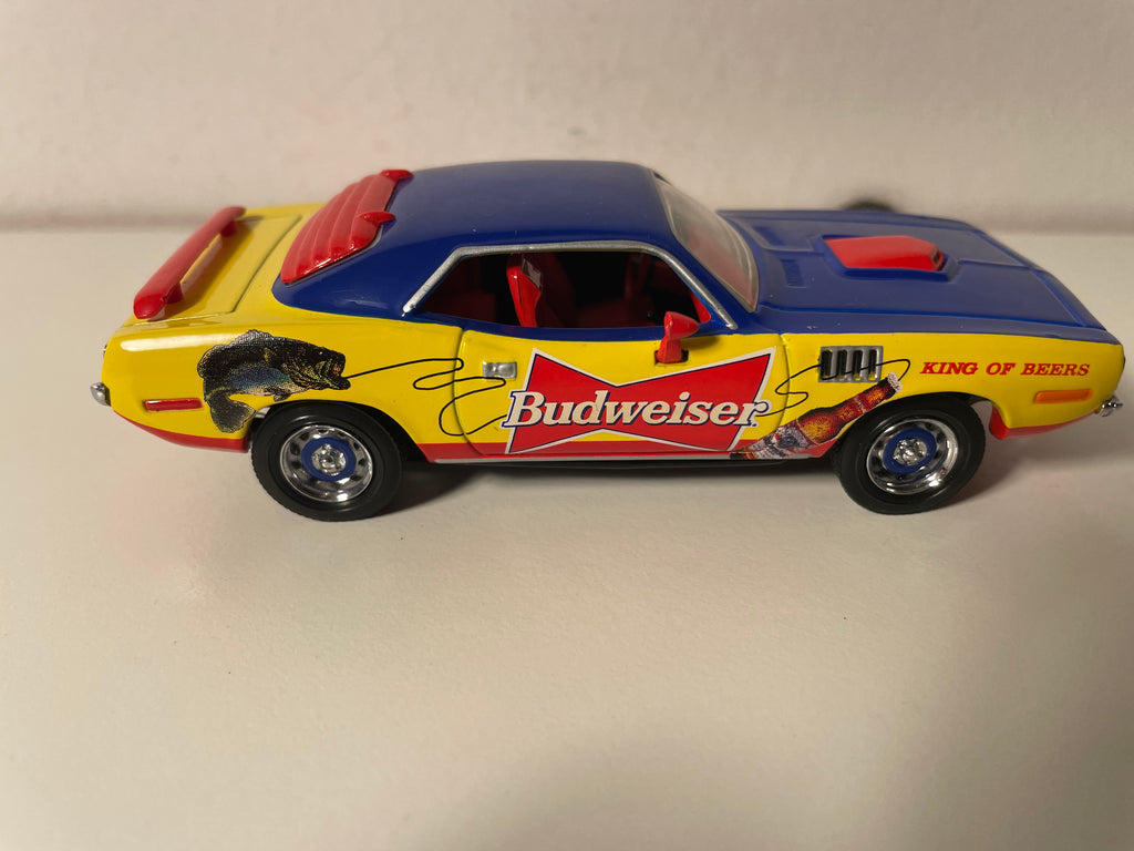 Pontiac GTO giel, blaut an rout - BUDWEISER Bieren - MATCHBOX (am amerikanesche Auto)