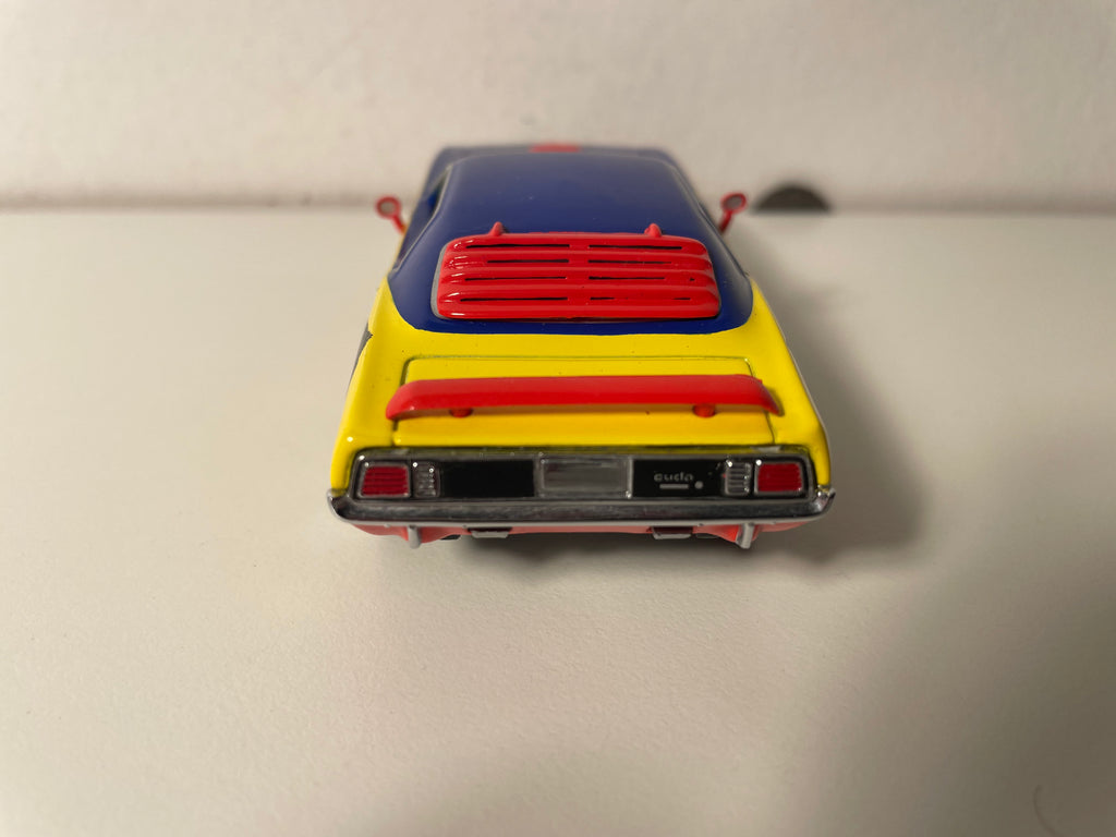 Pontiac GTO giel, blaut an rout - BUDWEISER Bieren - MATCHBOX (am amerikanesche Auto)