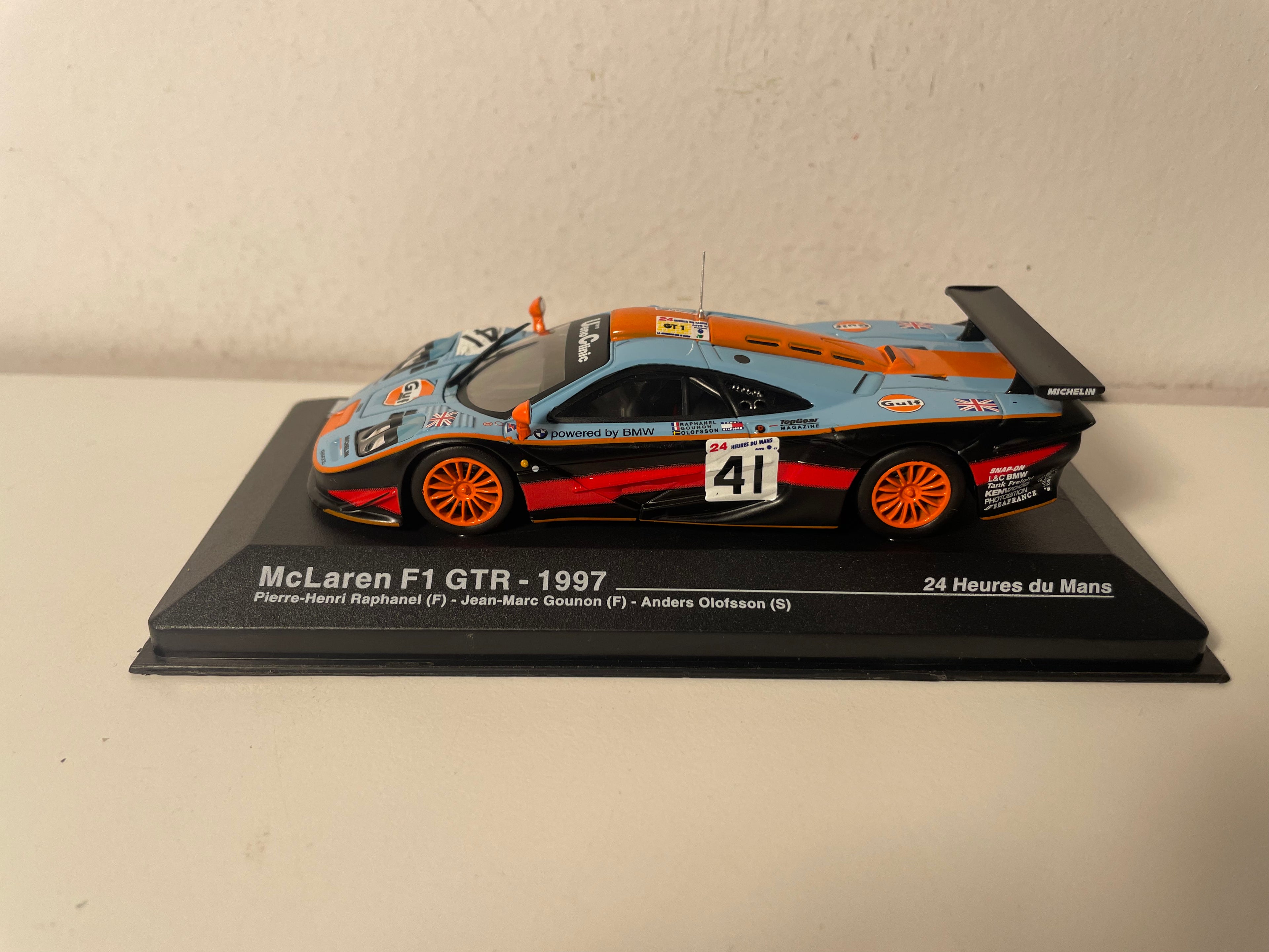 McLaren F1 GTR in GULF colors (blue and orange) - 1997 24 Hours of Le Mans number 41