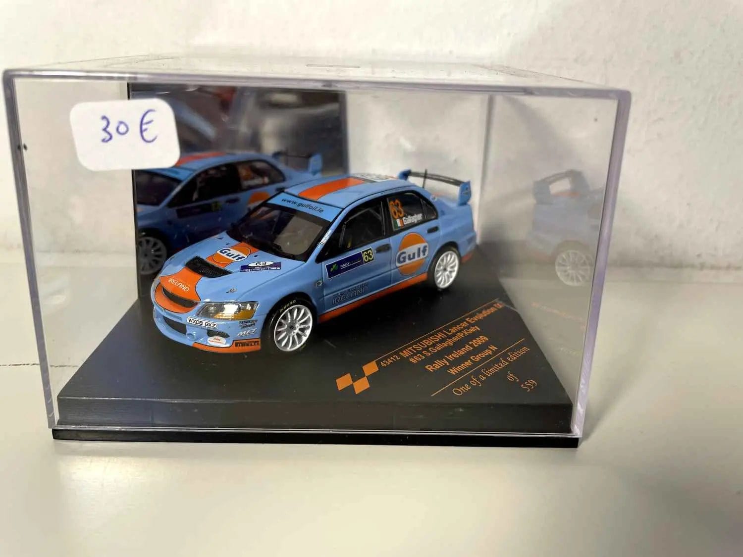 Mitsubishi Lancer Evolution IX aux couleurs de GULF (bleue et orange) - rallye d'Ireland de 2009 - numéro 63e 1969 numéro 6 Bernard Miniatures