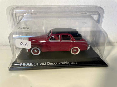 Peugeot 203 découvrable bordeaux et capote noire de 1954 (blister) Bernard Miniatures