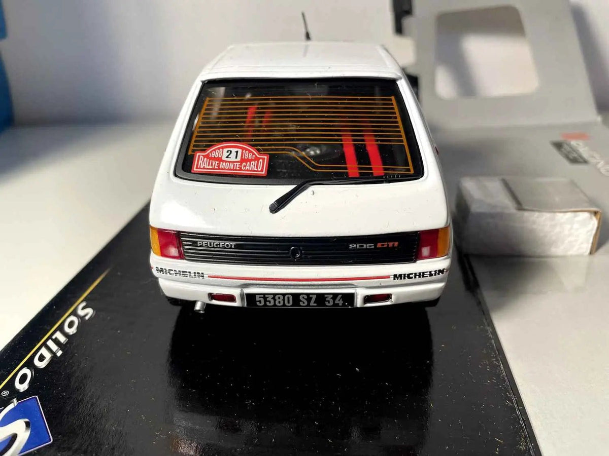 Peugeot 205 GTI blanche numéro 21 - Rallye 1988 (Solido référence 9047) ECHELLE 1/18ème Bernard Miniatures