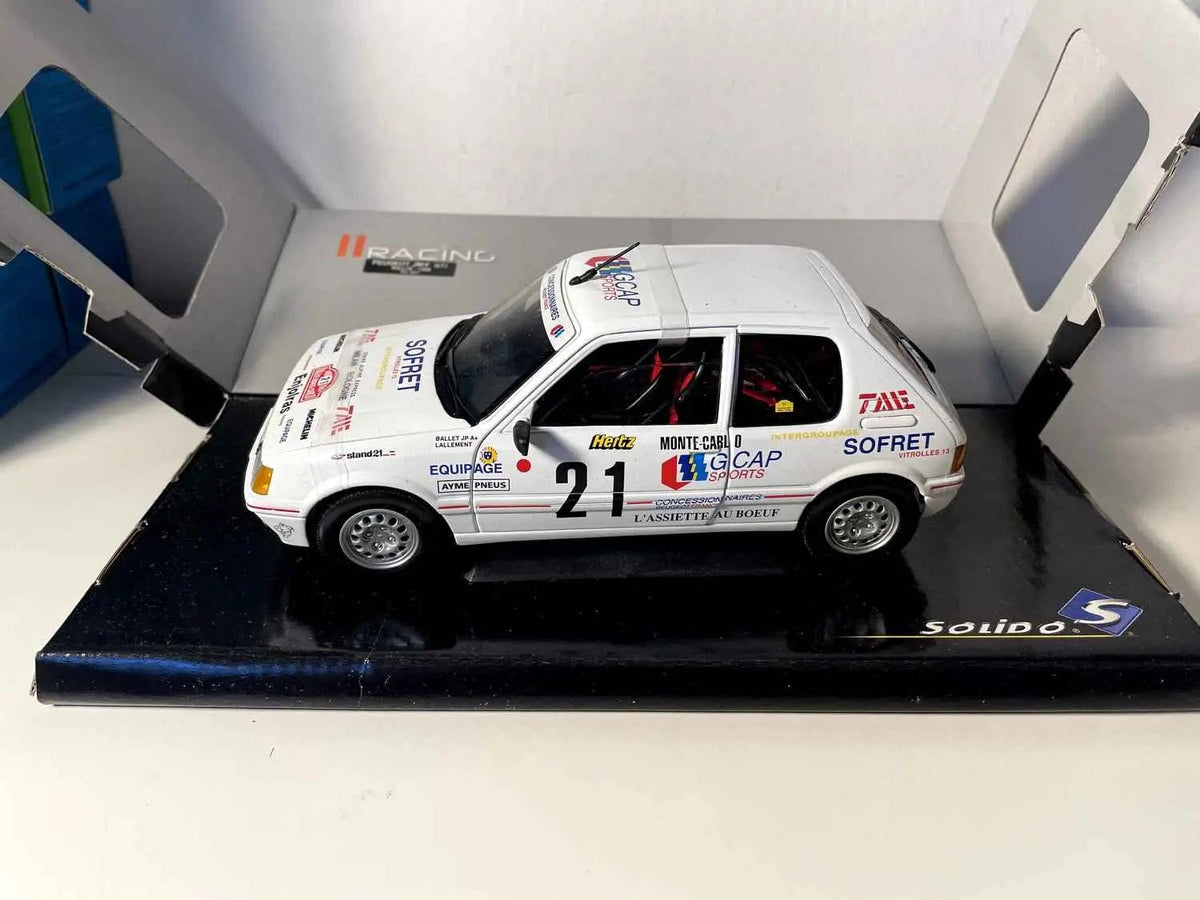 Peugeot 205 GTI blanche numéro 21 - Rallye 1988 (Solido référence 9047) ECHELLE 1/18ème Bernard Miniatures