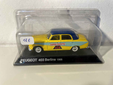 Peugeot 403 berline jaune et toit bleu de 1966 (publicité SUPER COCOTTE) Bernard Miniatures