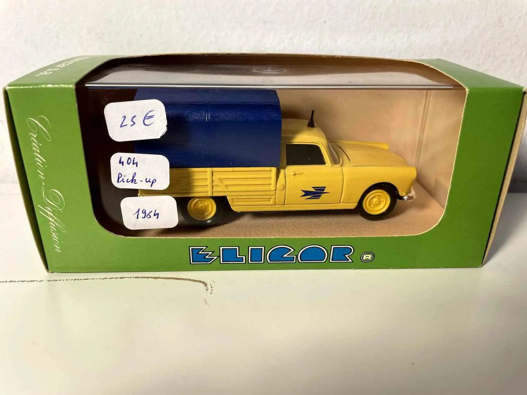 Peugeot 404 pick-up jaune et bâche bleue de 1964 la Poste - PTT (ELIGOR) Bernard Miniatures
