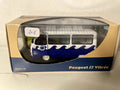 Peugeot J7 vitré bleu et blanc avec la publicité SEL A LA BALEINE Bernard Miniatures