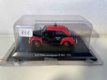 Renault 4 CV R 1062 rouge et noire de 1956 - POLICE Monégasque Bernard Miniatures